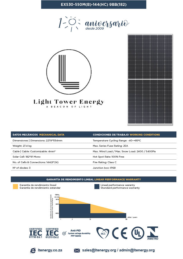 Exiom Tier 1 550W monocrystalline panel